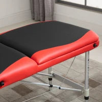 Lettino da Massaggio Pieghevole ad Altezza Regolabile, Lettino Professionale per Massaggi in Alluminio e Plastica, 215x81x61-84 cm, Nero e Rosso