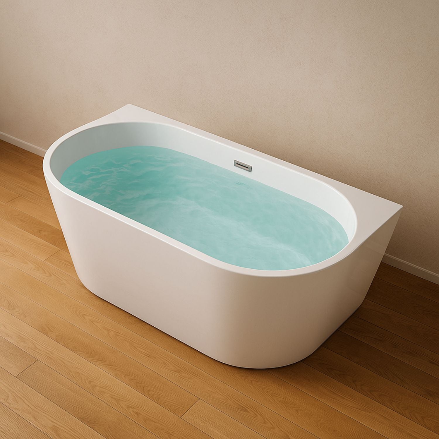 Vasca da bagno filo parete semicircolare acrilico bianco lucido 150 x 80 x 58 cm *** confezione 1