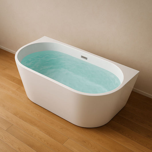 Vasca da bagno filo parete semicircolare acrilico bianco lucido 150 x 80 x 58 cm *** confezione 1