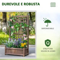 Fioriera da Esterno in Legno con Grigliato per Piante Rampicanti, 64x28x120cm, Marrone