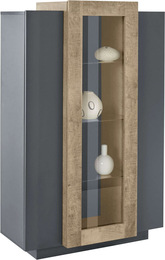 Mobile Vetrina CORO L 80 x H 120.5 x P 38 cm grigio