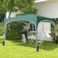 Gazebo da Giardino ad Altezza Regolabile con Fori di Drenaggio e Borsa da Trasporto, in Metallo, Verde