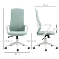 Sedia da Ufficio Ergonomica e Imbottita con Altezza Regolabile e Dondolo, 62x56x110-119.5 cm, Verde