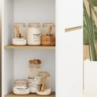 Mobile Buffet con Ante, 3 Ripiani Aperti, Cassetto, 105 x 30 x 81,5cm, Bianco e Legno