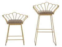 Sgabello Glam Flower Grigio Cm 57X52X94-56X48X72,50