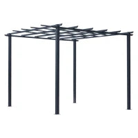 Gazebo Pergola da Giardino 3x3m Decorabile con Rampicanti in Metallo Nero