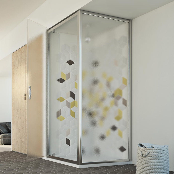 Box Doccia 80x90 AP. 90 CM H198 stampato C mod. Cristal Duo 1 Anta