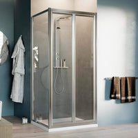 Box Doccia Angolare 80x90CM H198 Cristallo Trasparente Fisso+Saloon 2 Ante Battente 80 mod. West