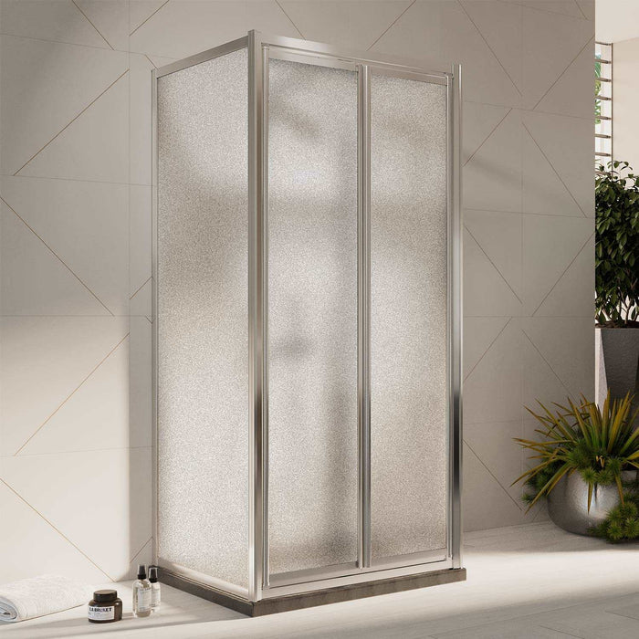 Box Doccia 3 lati 90x100x90CM H198 Cristallo Stampato C 2 Fissi+Saloon 2 Ante Battente 100 mod. West