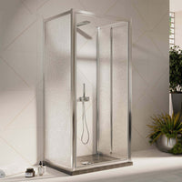 Box Doccia 3 lati 90x100x90CM H198 Cristallo Stampato C 2 Fissi+Saloon 2 Ante Battente 100 mod. West