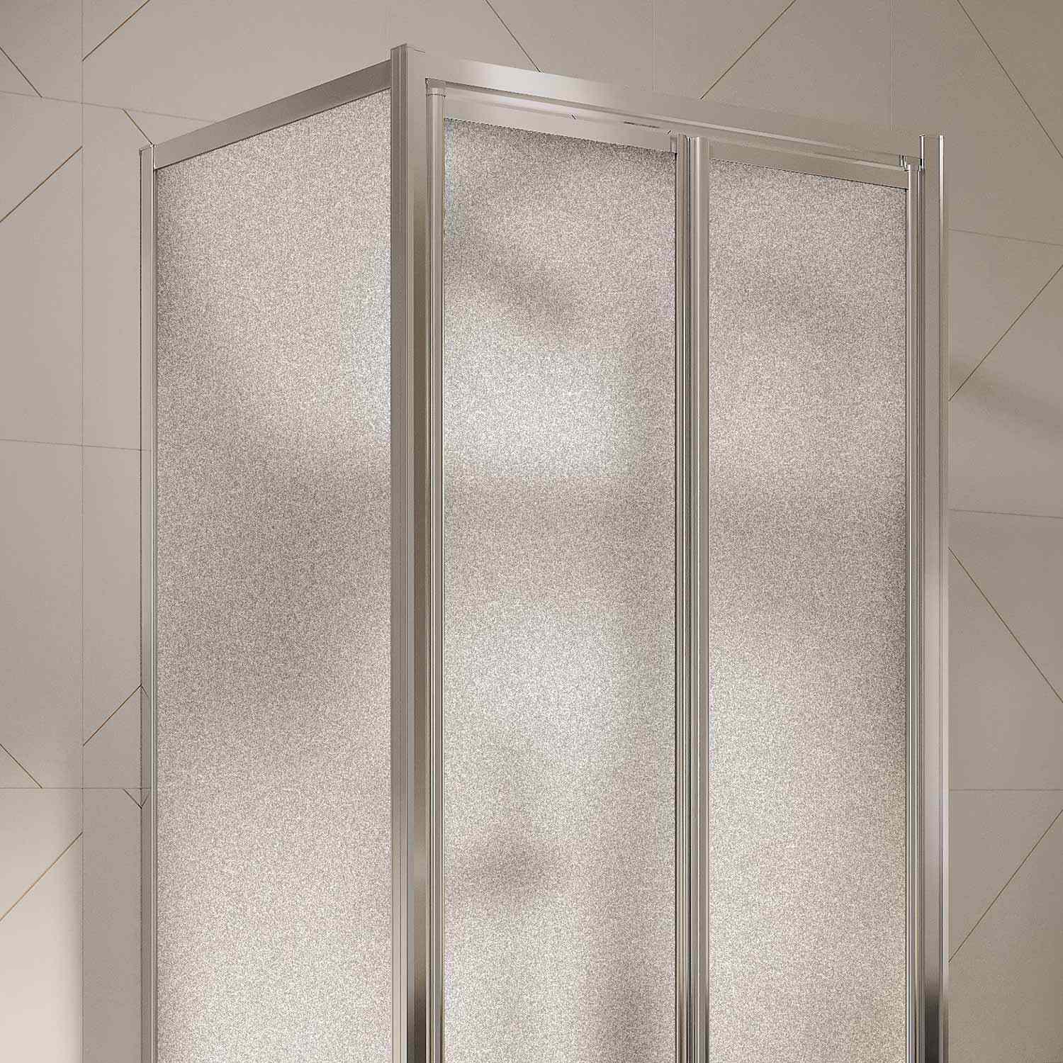 Box Doccia 3 lati 90x100x90CM H198 Cristallo Stampato C 2 Fissi+Saloon 2 Ante Battente 100 mod. West