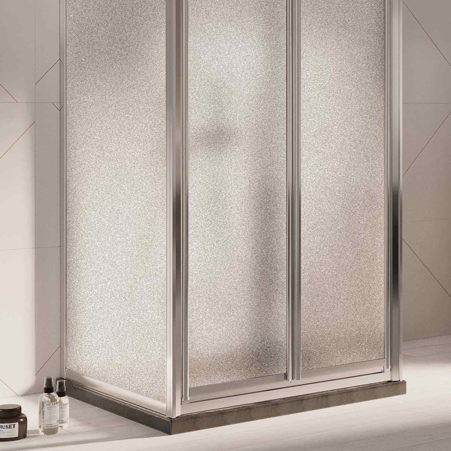 Box Doccia 3 lati 90x100x90CM H198 Cristallo Stampato C 2 Fissi+Saloon 2 Ante Battente 100 mod. West