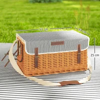 Cesta da Pic Nic per 4 Persone con Tavolino e Cavatappi, in Vimini, 51x33x25 cm, Marrone Chiaro