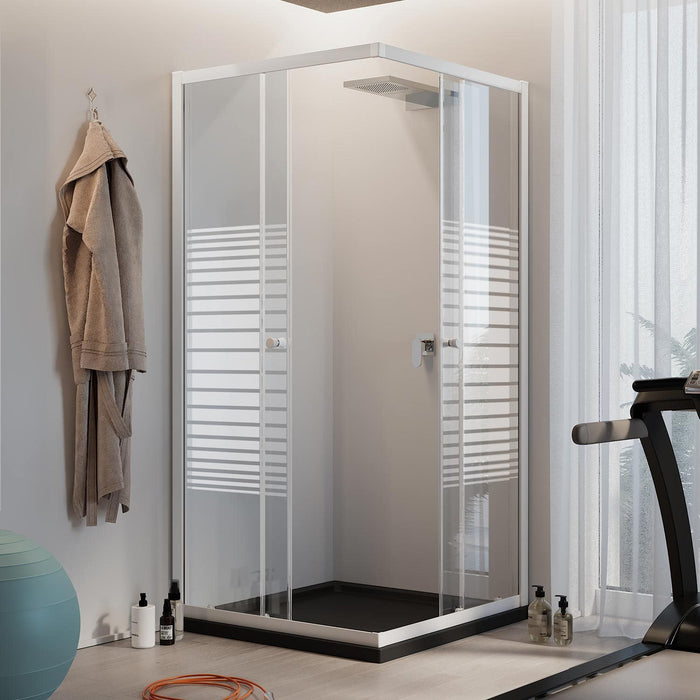 Box Doccia Bianco Quadrato 80x80 CM H185 Vetro Serigrafato mod. Blanc
