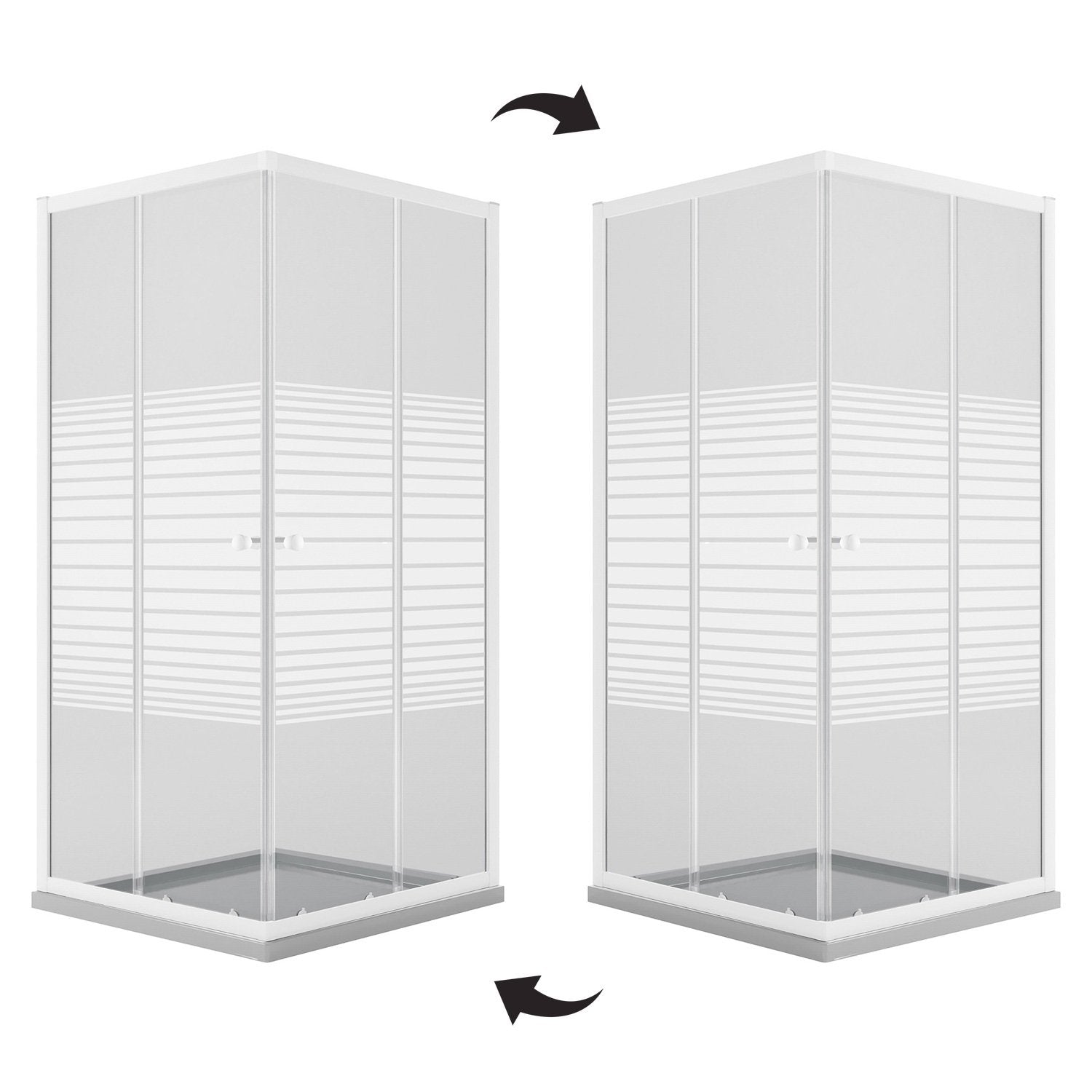 Box Doccia Bianco Rettangolare 70x90 CM H185 Vetro Serigrafato mod. Blanc