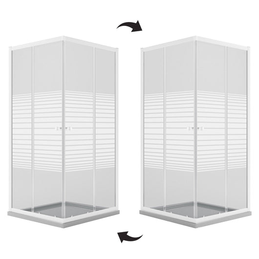 Box Doccia Bianco Rettangolare 70x90 CM H185 Vetro Serigrafato mod. Blanc