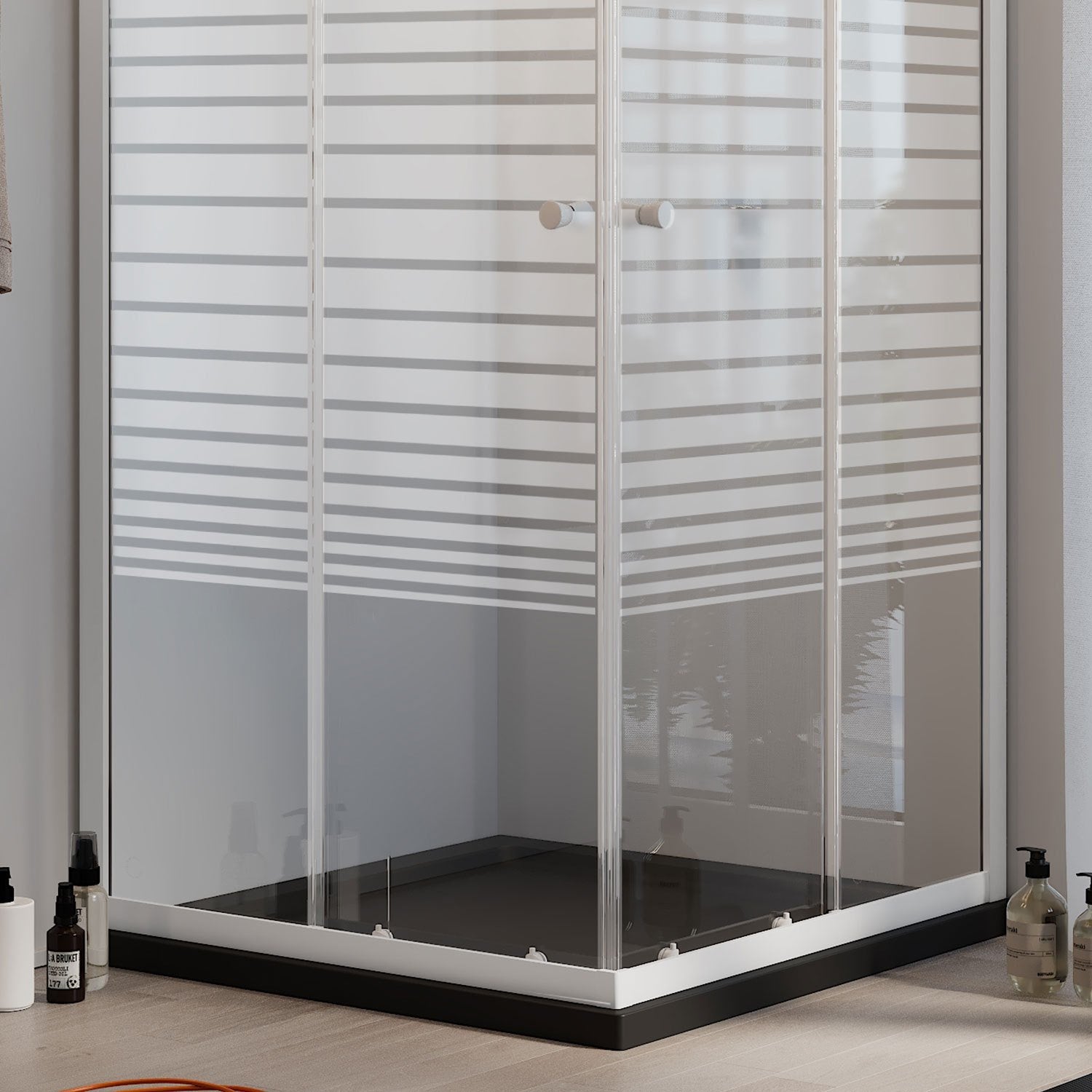 Box Doccia Bianco Rettangolare 70x90 CM H185 Vetro Serigrafato mod. Blanc