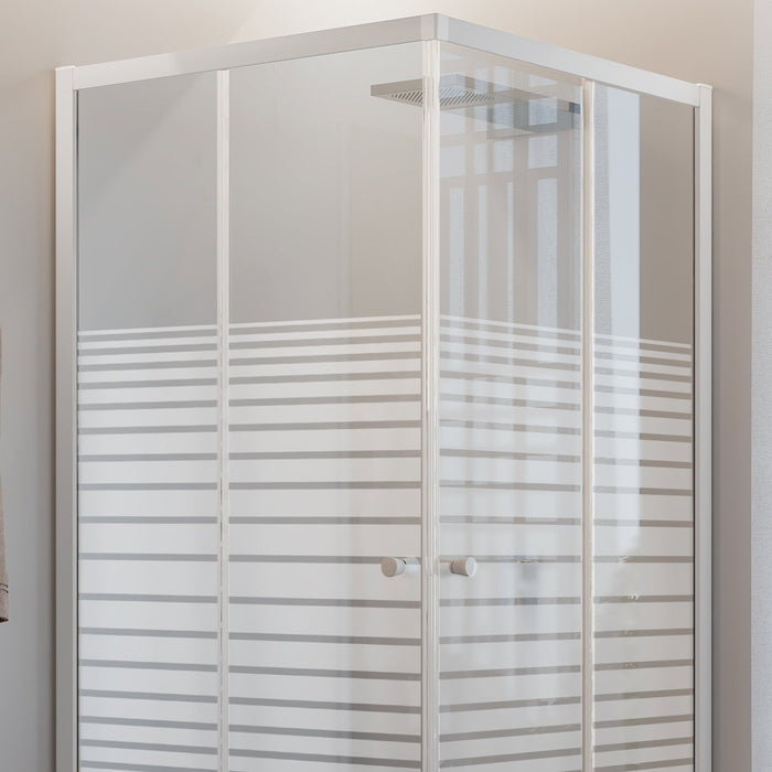 Box Doccia Bianco Rettangolare 75x90 CM H185 Vetro Serigrafato mod. Blanc