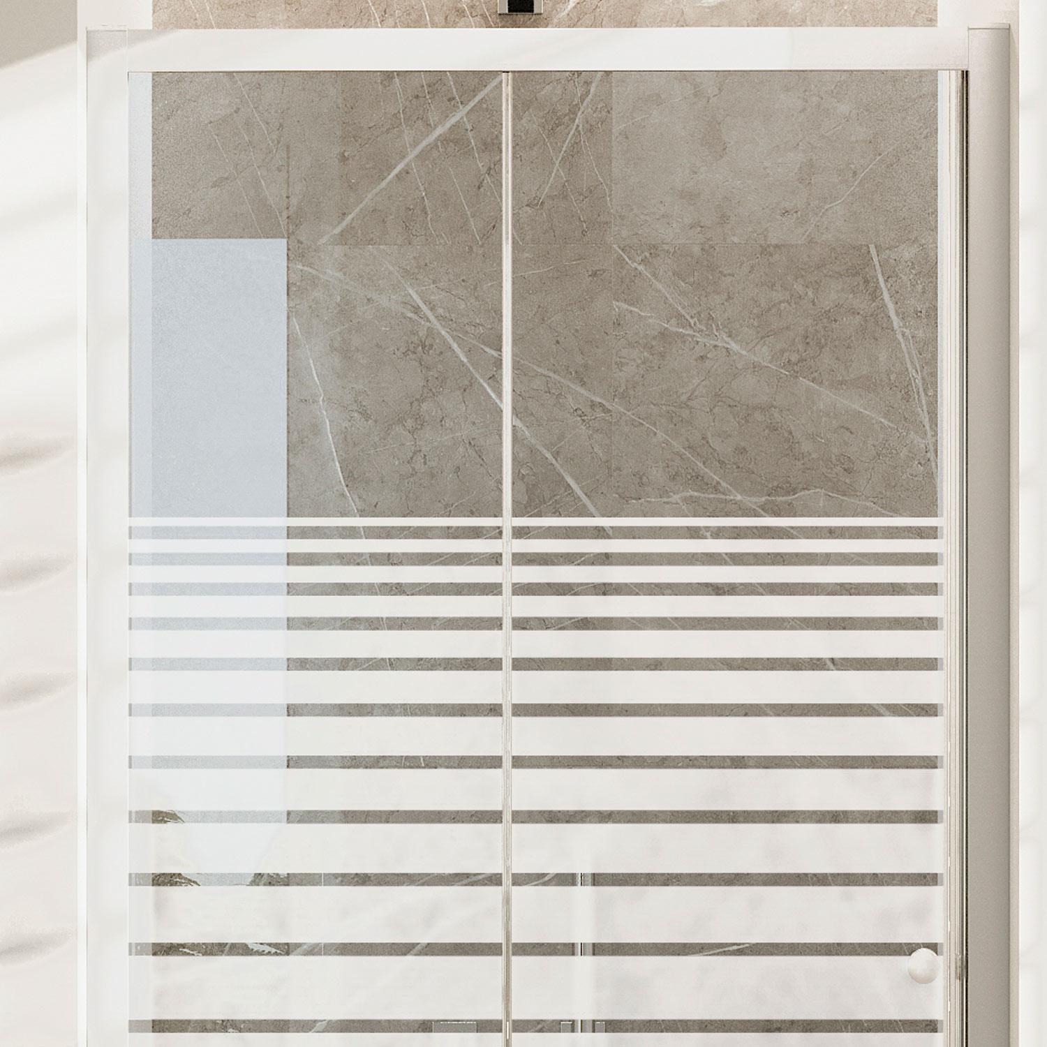 Porta Doccia Bianco 150 CM H185 Vetro Serigrafato mod. Blanc