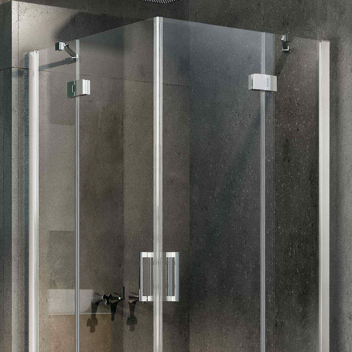 Box Doccia 80x120 CM H190 Trasparente con Easyclean mod. Flip Anta + Anta Ap. Battente