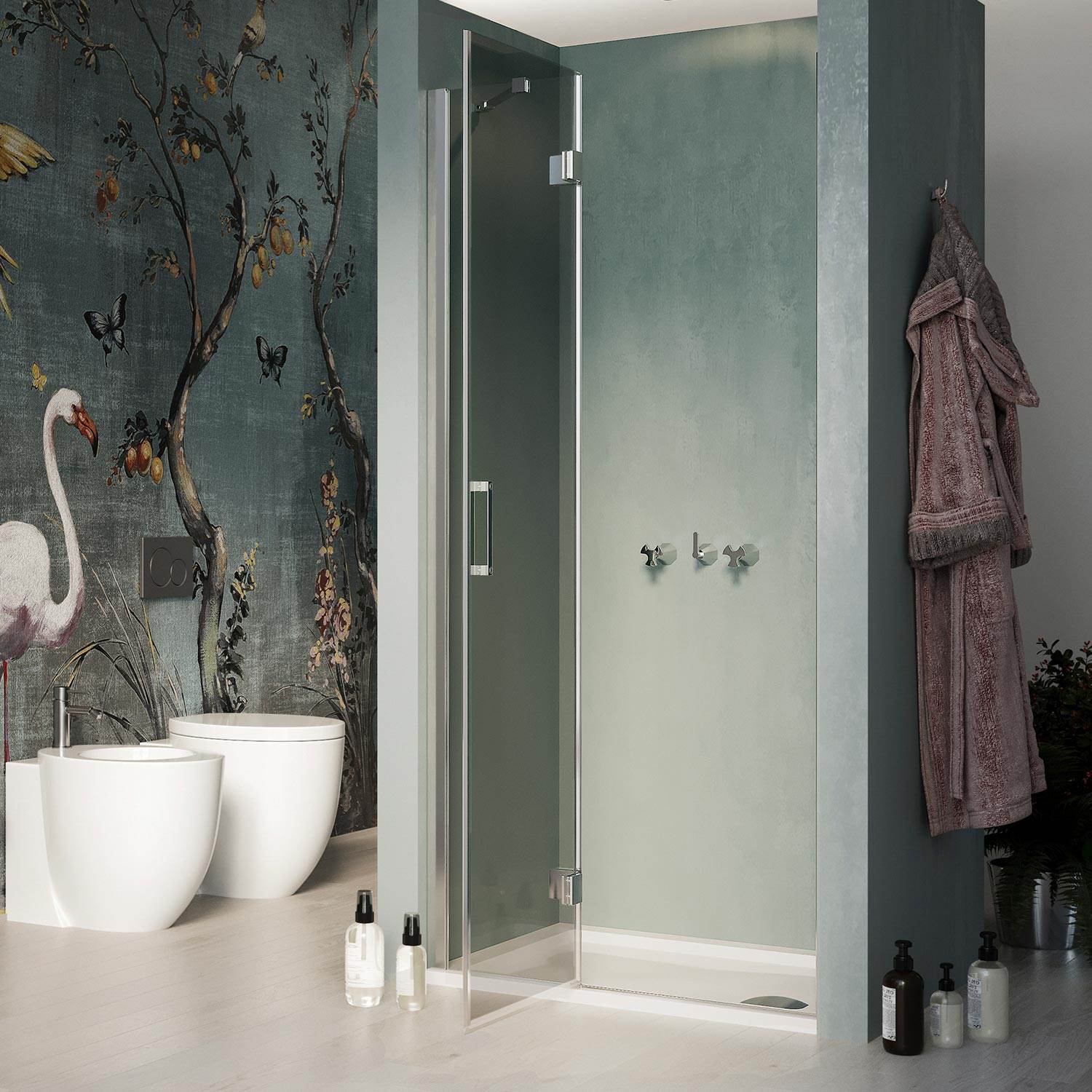 Porta Doccia 75CM H190 Vetro Trasparente con Easy-Clean mod. Flip Anta + Profilo