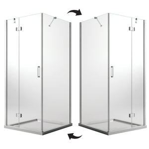 Box Doccia 75x75 CM H190 Trasparente con Easyclean mod. Flip Anta + Fisso
