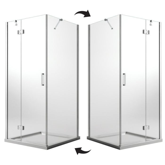 Box Doccia 75x75 CM H190 Trasparente con Easyclean mod. Flip Anta + Fisso