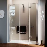 Porta Doccia 160CM H190 Vetro Trasparente con Easy-Clean mod. Flip Anta + Fisso