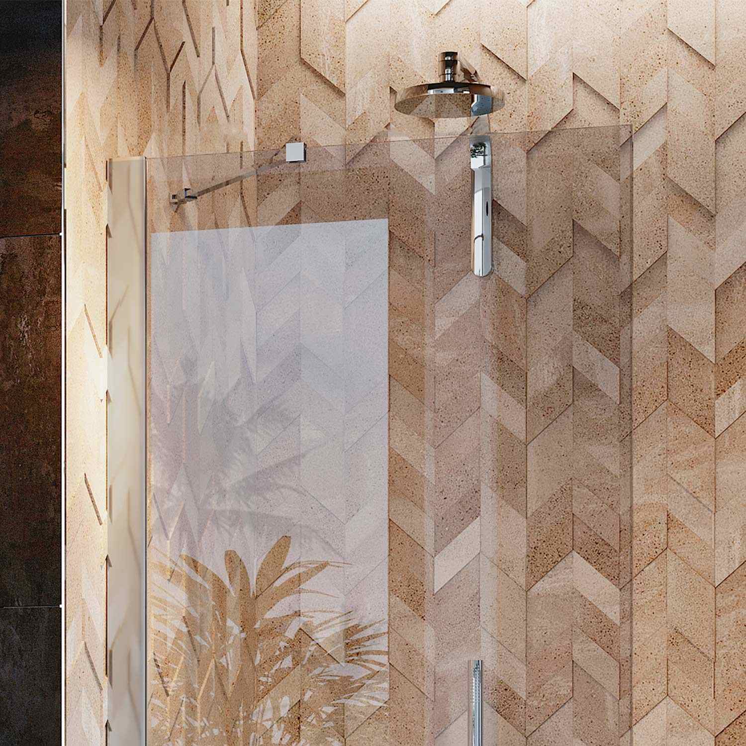 Parete doccia Walk In 80CM H190 Vetro Trasparente con Trattamento Anticalcare mod. Flip