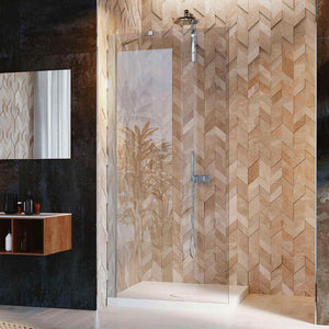 Parete doccia Walk In 80CM H190 Vetro Trasparente con Trattamento Anticalcare mod. Flip