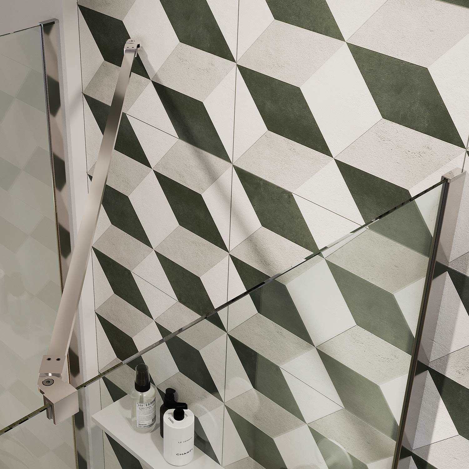 Parete doccia Walk In 90CM H190 Vetro Trasparente con Trattamento Anticalcare mod. Flip