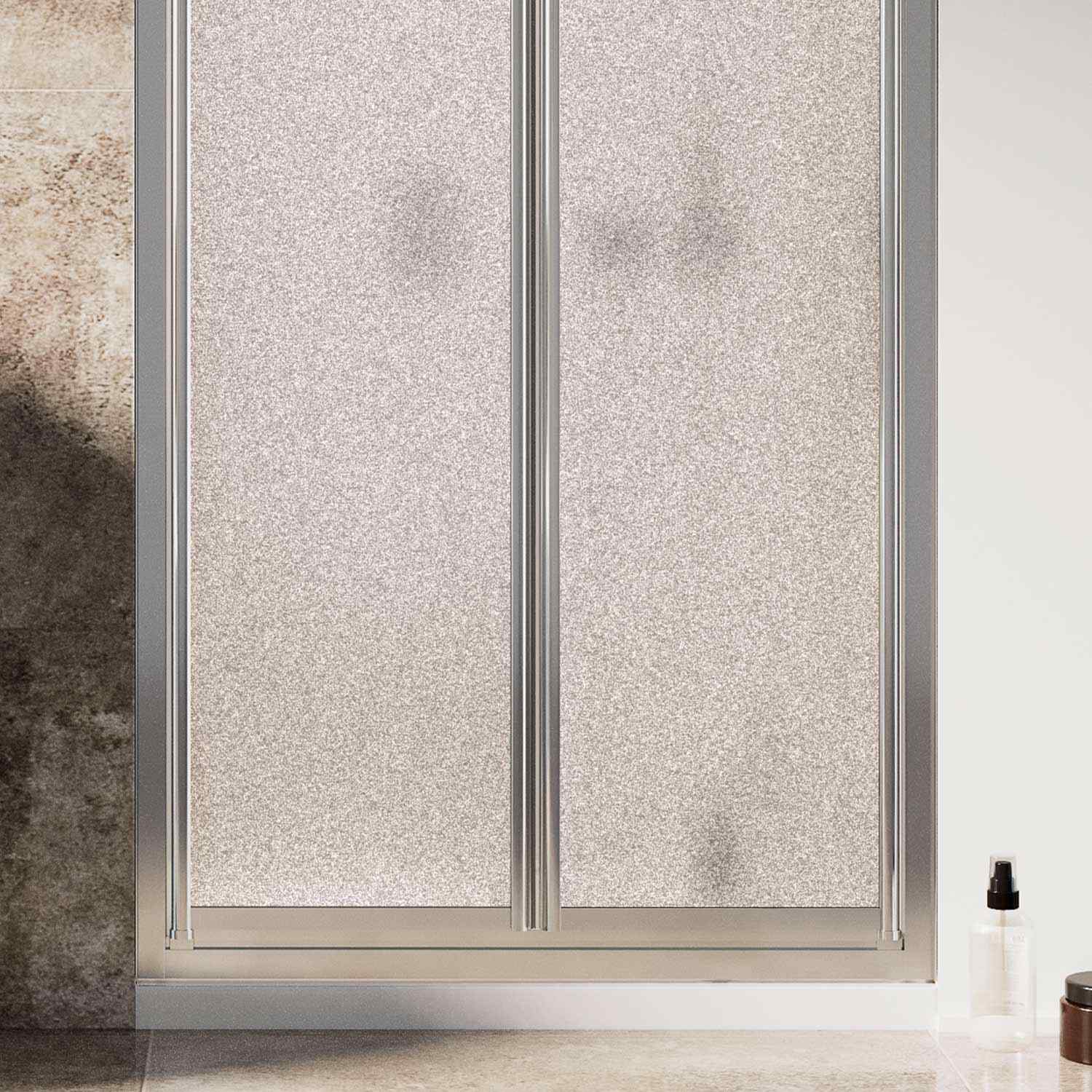 Porta Doccia 75CM H185 Cristallo Stampato C Apertura Saloon con Doppia Anta Battente mod. Clint