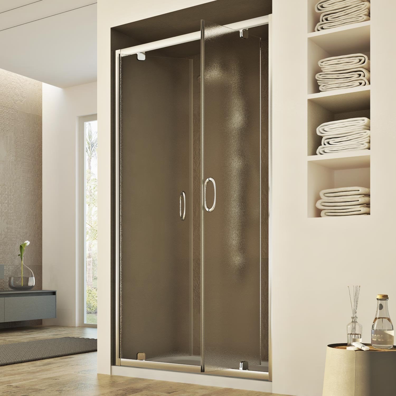 Porta Doccia 110CM H185 stampato C  mod. Sintesi 2 Ante