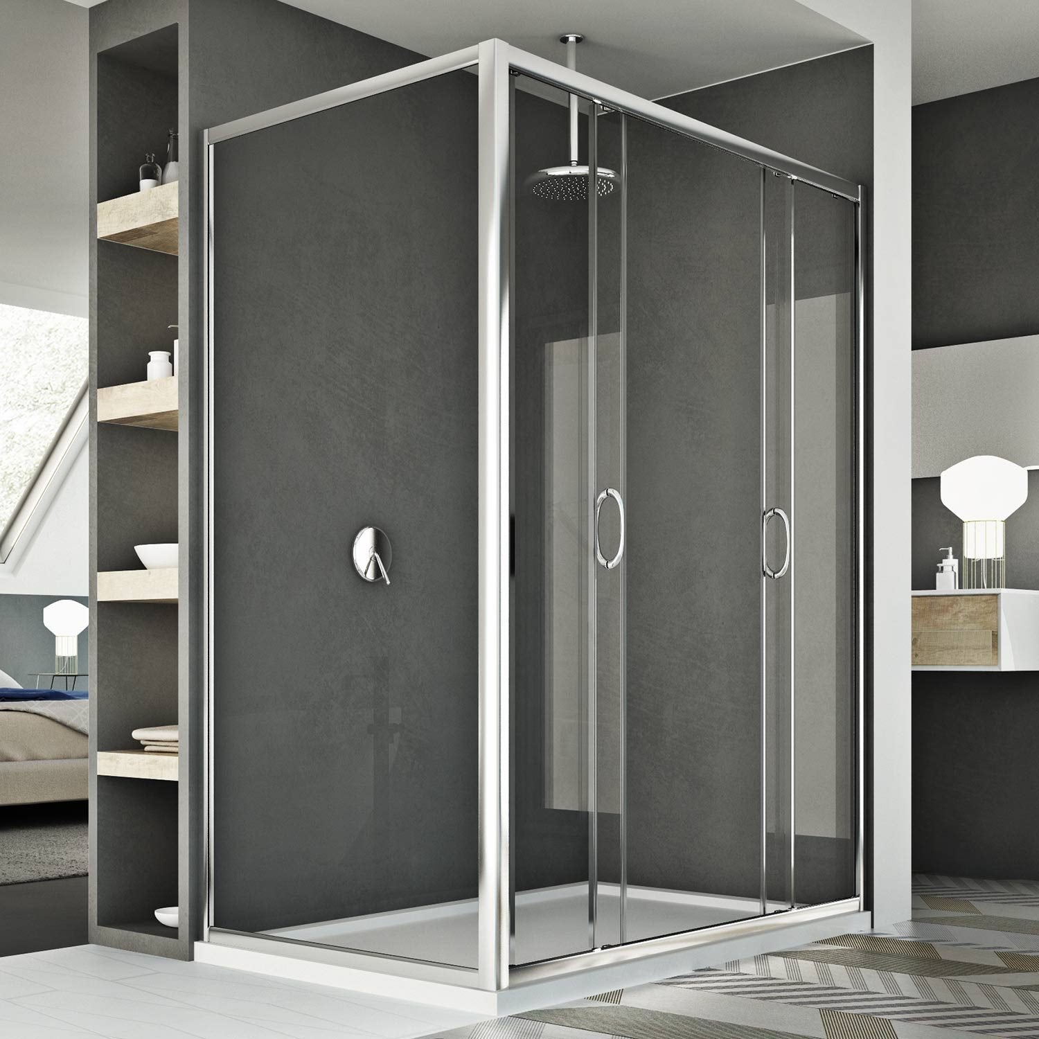 Box Doccia 80x140 CM H185 trasparente mod. Replay Duo 2 Ante