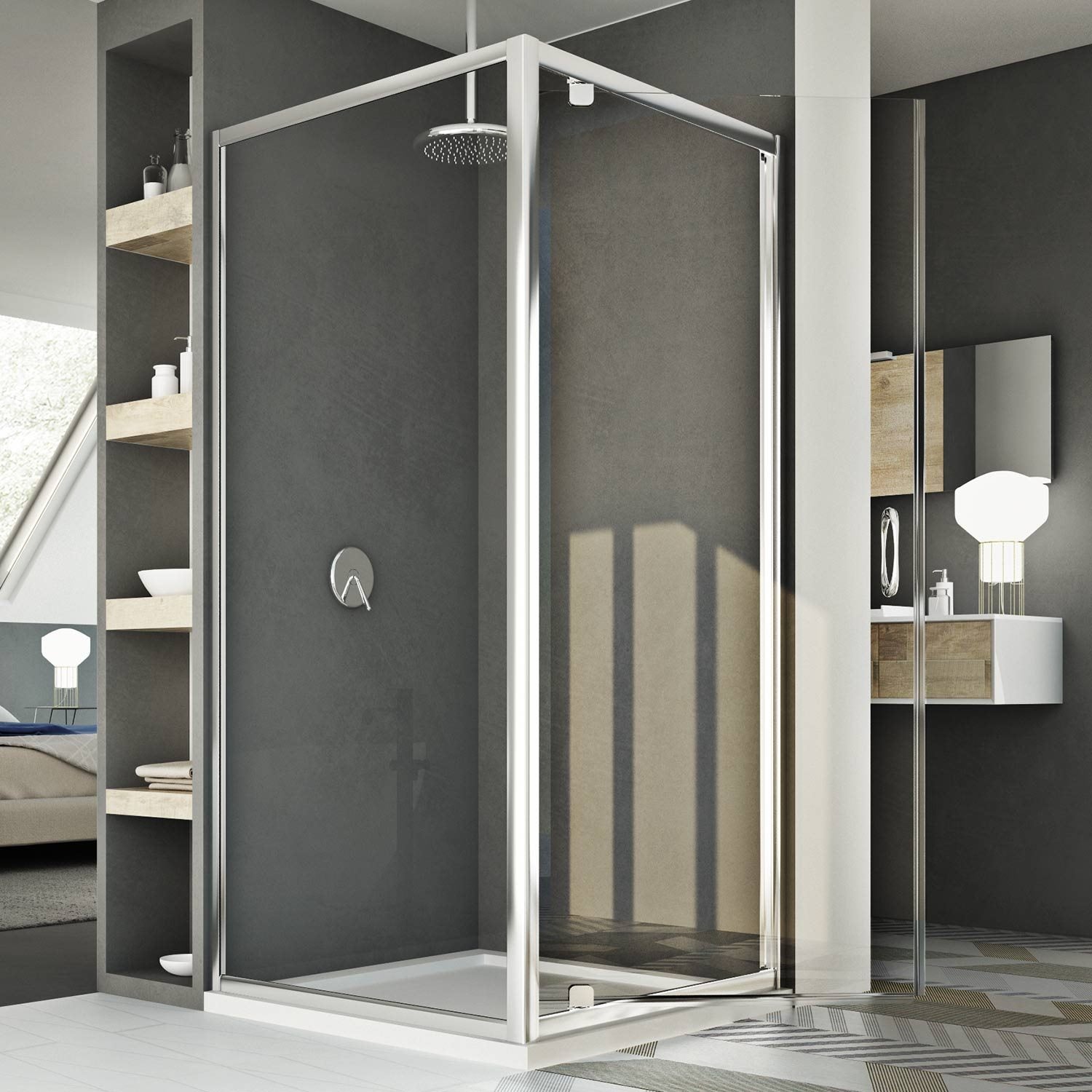 Box Doccia 80x80 AP. 80 CM H185 trasparente mod. Sintesi Duo 1 Anta