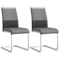 Set di 2 Sedie moderne per sala da pranzo, con schienale alto, in PU e tessuto, per Cucina e ufficio, Grigio