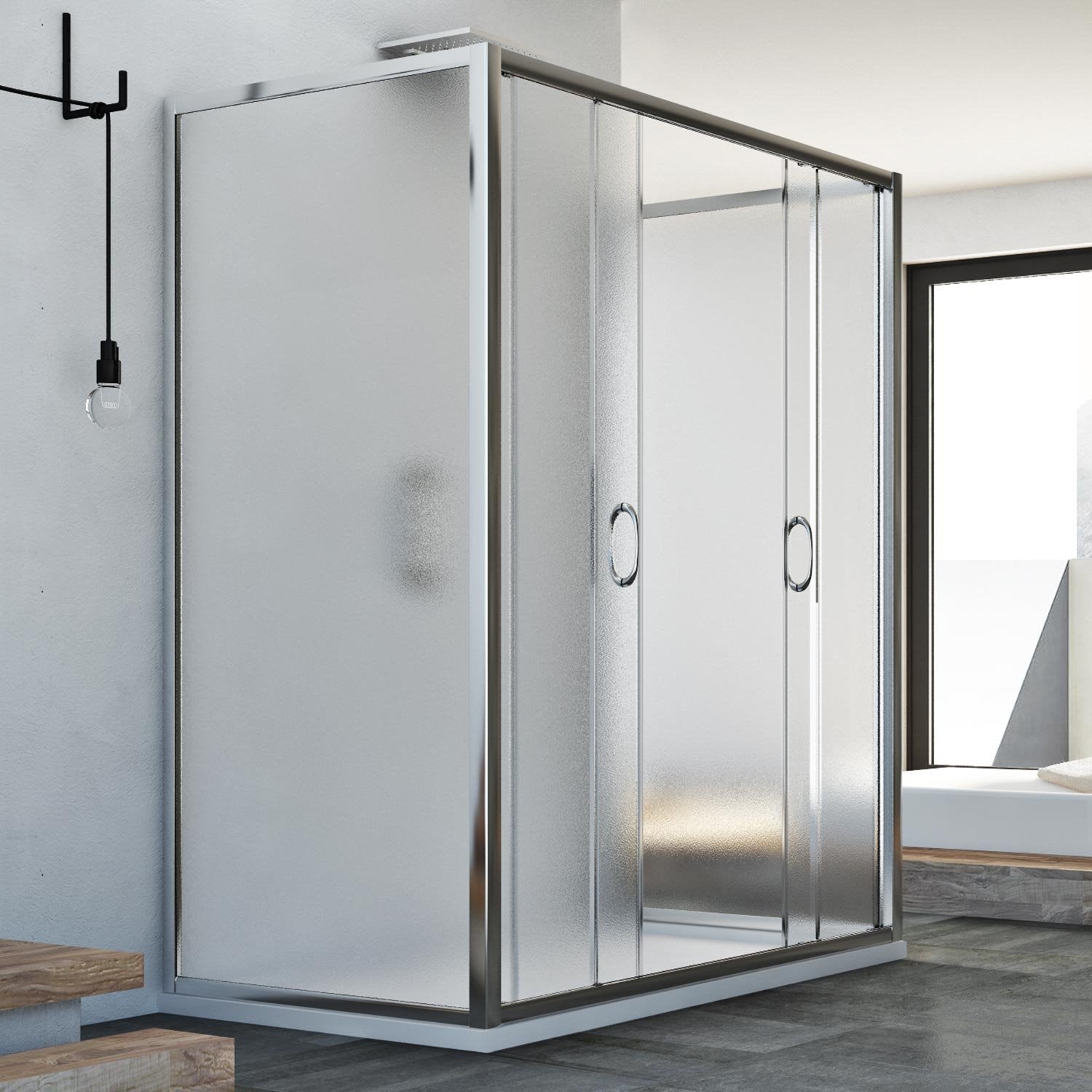 Box Doccia 3 lati 75x120x75 CM H185 stampato C mod. Replay Trio 2 Ante