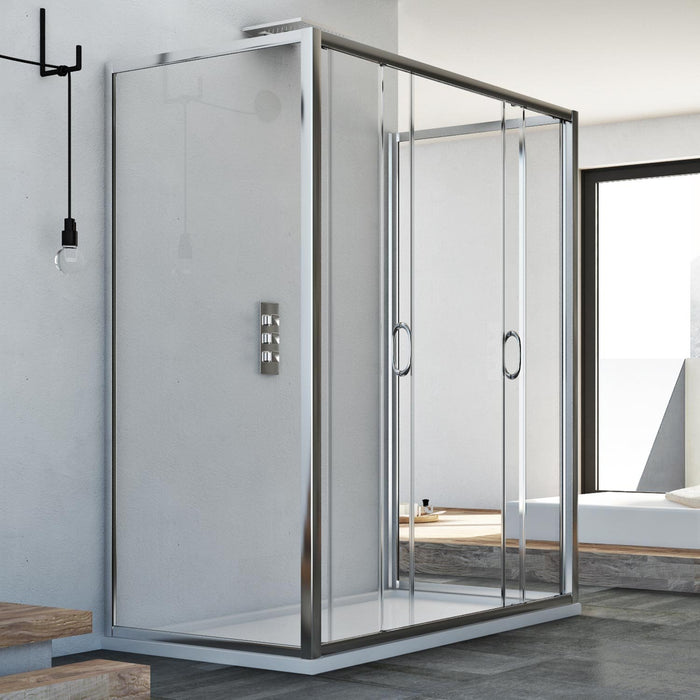 Box Doccia 3 lati 80x130x80 CM H185 trasparente mod. Replay Trio 2 Ante