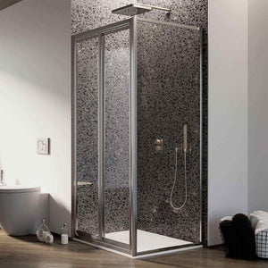 Box Doccia Angolare 70x100CM H185 Cristallo Trasparente Fisso+Saloon 2 Ante Battente 100 mod. Clint