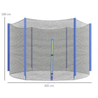 Rete di Protezione per Trampolini a 6 Pali con Ingresso con Cerniera, in PE, Ø305x180 cm, Nero e Blu
