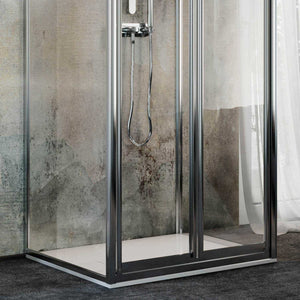 Box Doccia 3 lati 80x100x80CM H185 Cristallo Trasparente 2 Fissi+Saloon 2 Ante Battente 100 mod. Clint