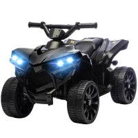 Quad Elettrico 6V per Bambini con Marcia Avanti/Indietro, Musica e LED, Nero