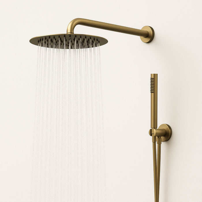 Set per doccia soffione tondo in acciaio inox 250 millimetri finitura oro *** finitura- oro matt satinato, confezione 1