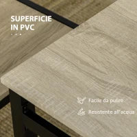 Set da Pranzo con Tavolo Rettangolare e 4 Sedie in Acciaio e MDF, Nero e Rovere