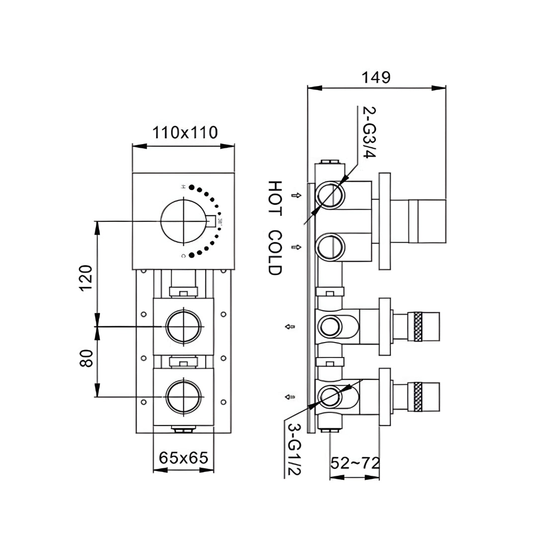 Rubinetto termostatico ad incasso in ottone cromato a due vie ogomondo *** confezione 1