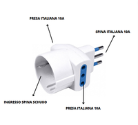 Adattatore triplo attacco piccolo bianco schuko 10 ampere ecova