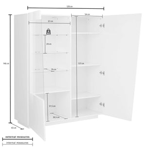 Mobile Vetrina VEGA L 120 x H 146 x P 43 cm grigio ardesia