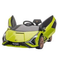 Lamborghini Macchina Elettrica per Bambini 12V con Fari e Musica, Telecomando e Velocità 3-5km/h, Età 3-5 Anni, 108x62x40cm, Verde