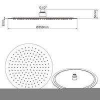 Soffione Doccia Tondo in acciaio inox Diametro 35 cm effetto pioggia con ugelli anticalcare ultrasottile