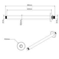 Braccio doccia in ottone a soffitto lungo 35 cm mod. Alfa